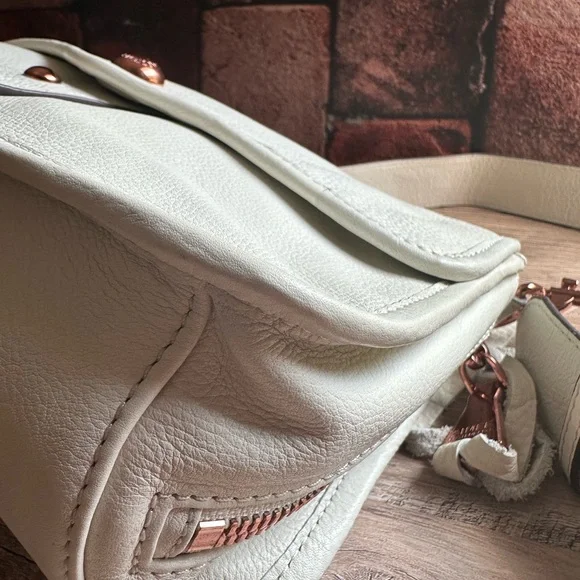 NWT Aimee Kestenberg White Leather Crossbody Bag with pockets and wide strap. - Picture 6 of 16